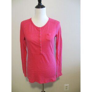 Gap Womens Medium Pink Long Sleeve Henley Top With Button Accents & Chest Pocket